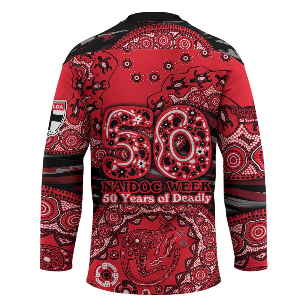 St Kilda Saints NAIDOC Week 2026 Hockey Jersey Australian Aboriginal Dot Art Dreamtime Pattern Style