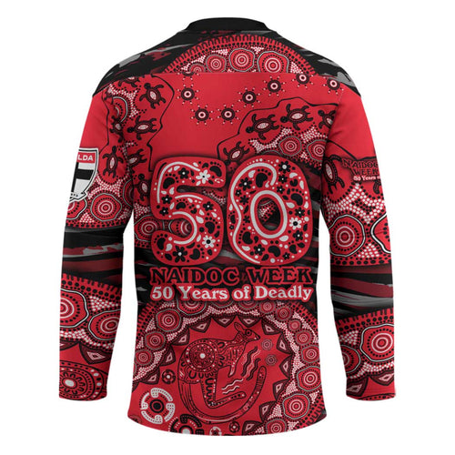 St Kilda Saints NAIDOC Week 2026 Hockey Jersey Australian Aboriginal Dot Art Dreamtime Pattern Style