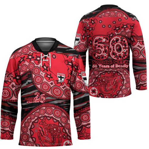 St Kilda Saints NAIDOC Week 2026 Hockey Jersey Australian Aboriginal Dot Art Dreamtime Pattern Style