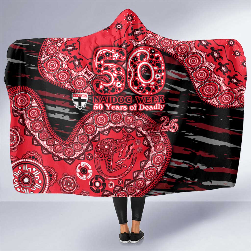 St Kilda Saints NAIDOC Week 2026 Hooded Blanket Australian Aboriginal Dot Art Dreamtime Pattern Style