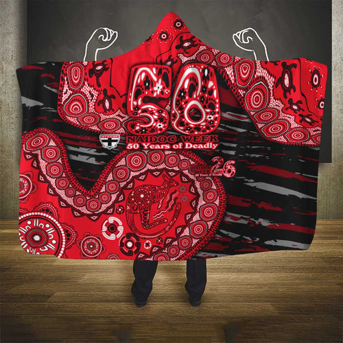 St Kilda Saints NAIDOC Week 2026 Hooded Blanket Australian Aboriginal Dot Art Dreamtime Pattern Style