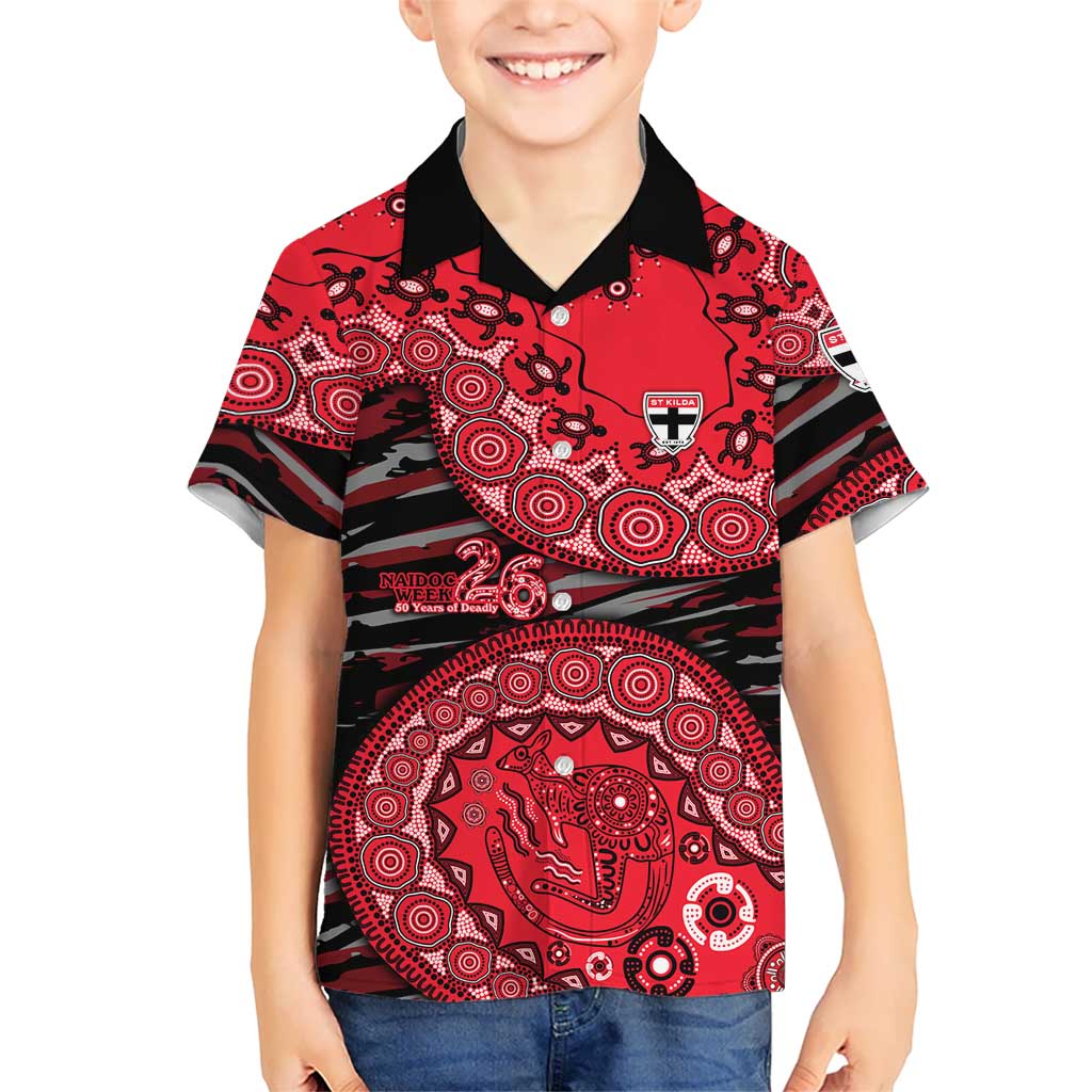 St Kilda Saints NAIDOC Week 2026 Kid Hawaiian Shirt Australian Aboriginal Dot Art Dreamtime Pattern Style
