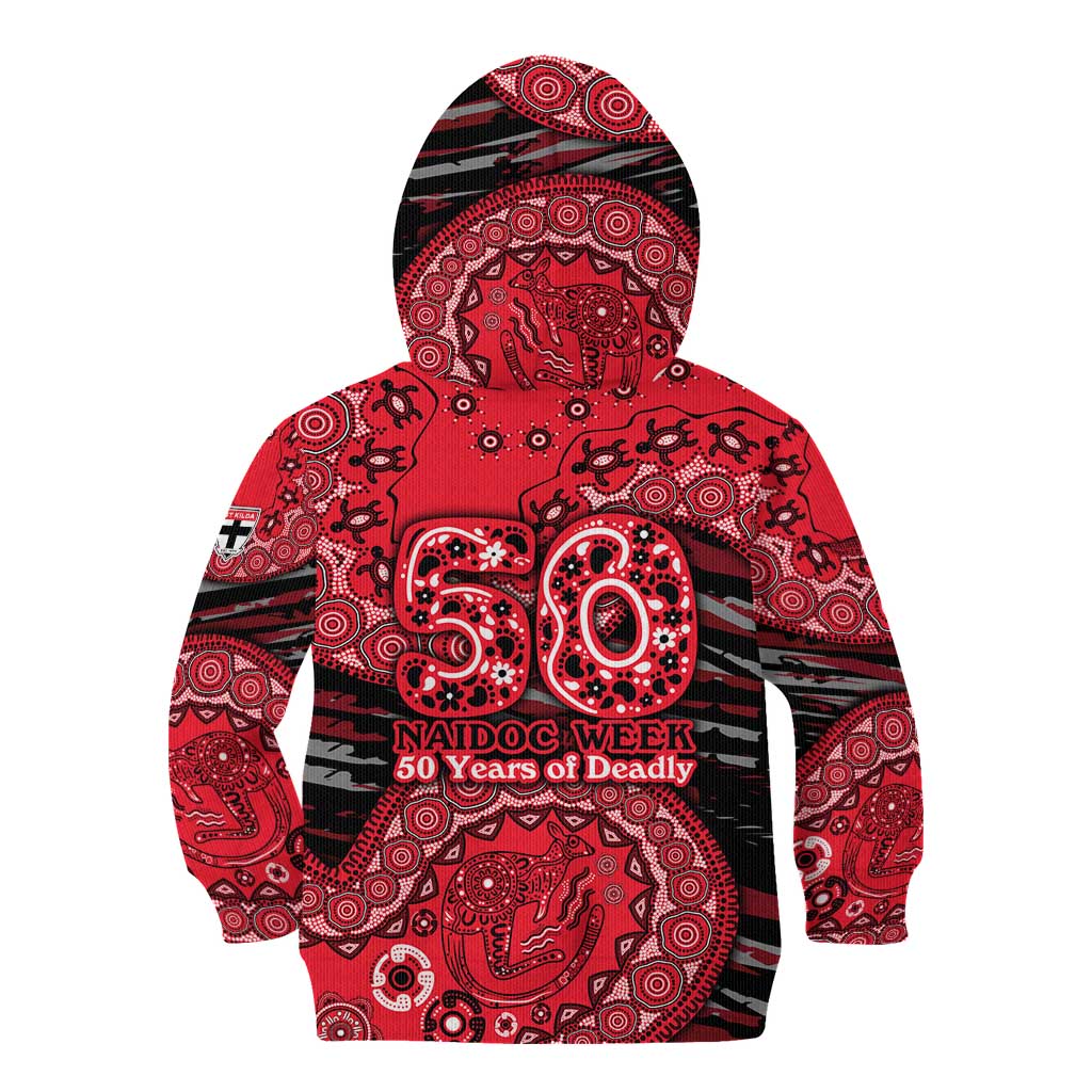 St Kilda Saints NAIDOC Week 2026 Kid Hoodie Australian Aboriginal Dot Art Dreamtime Pattern Style