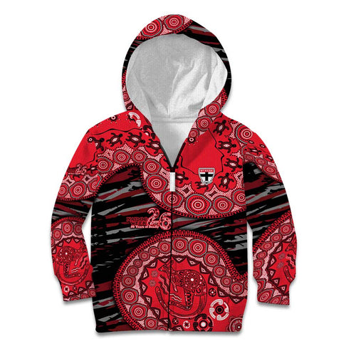 St Kilda Saints NAIDOC Week 2026 Kid Hoodie Australian Aboriginal Dot Art Dreamtime Pattern Style