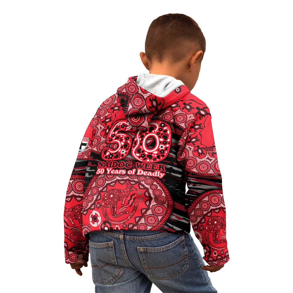 St Kilda Saints NAIDOC Week 2026 Kid Hoodie Australian Aboriginal Dot Art Dreamtime Pattern Style
