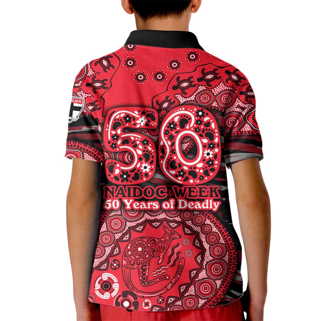 St Kilda Saints NAIDOC Week 2026 Kid Polo Shirt Australian Aboriginal Dot Art Dreamtime Pattern Style