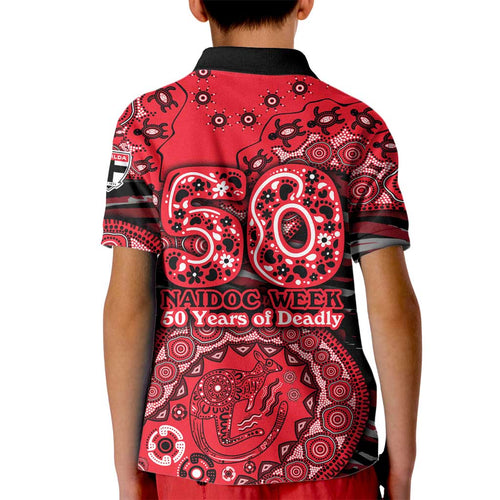 St Kilda Saints NAIDOC Week 2026 Kid Polo Shirt Australian Aboriginal Dot Art Dreamtime Pattern Style