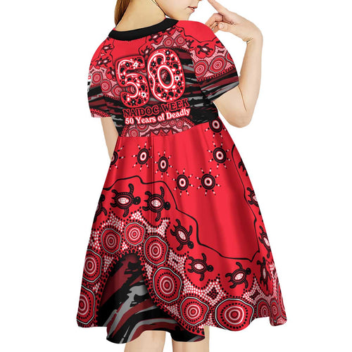 St Kilda Saints NAIDOC Week 2026 Kid Short Sleeve Dress Australian Aboriginal Dot Art Dreamtime Pattern Style