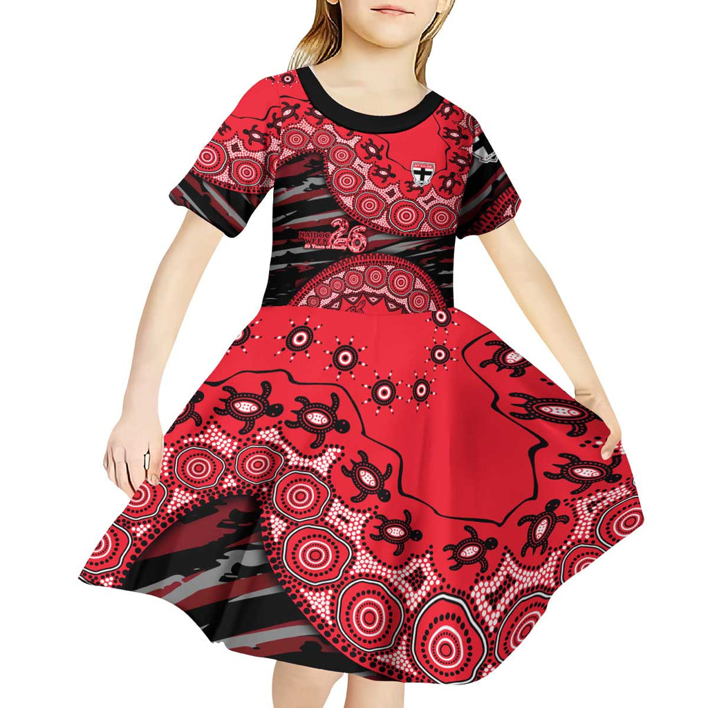 St Kilda Saints NAIDOC Week 2026 Kid Short Sleeve Dress Australian Aboriginal Dot Art Dreamtime Pattern Style