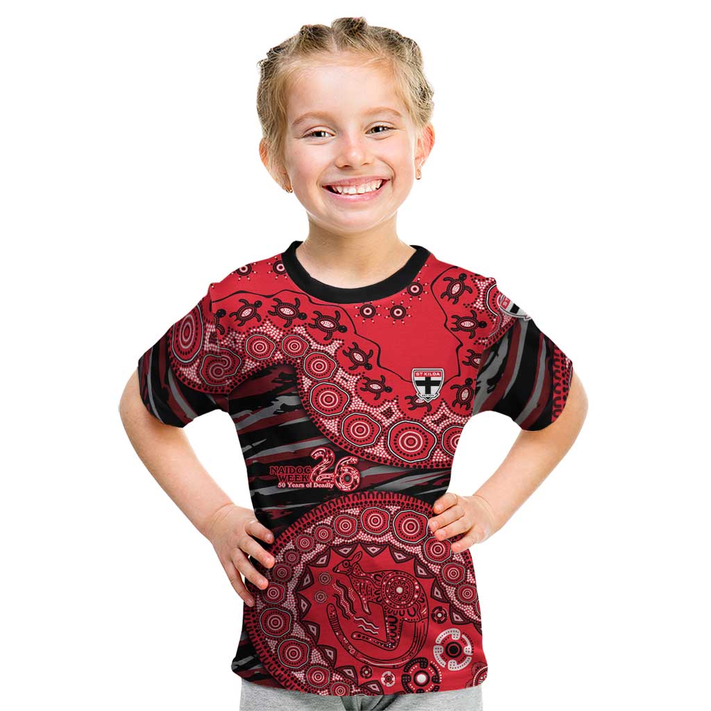 St Kilda Saints NAIDOC Week 2026 Kid T Shirt Australian Aboriginal Dot Art Dreamtime Pattern Style