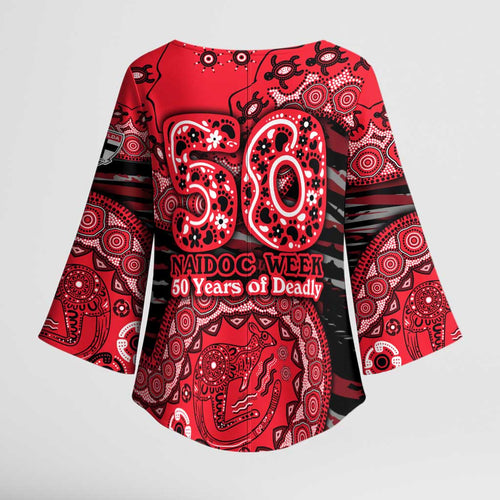 St Kilda Saints NAIDOC Week 2026 Kimono Sleeve Blouse Australian Aboriginal Dot Art Dreamtime Pattern Style