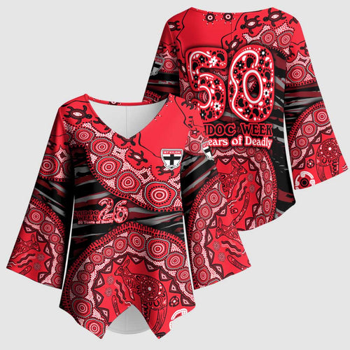 St Kilda Saints NAIDOC Week 2026 Kimono Sleeve Blouse Australian Aboriginal Dot Art Dreamtime Pattern Style