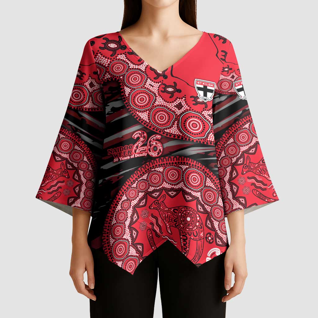 St Kilda Saints NAIDOC Week 2026 Kimono Sleeve Blouse Australian Aboriginal Dot Art Dreamtime Pattern Style