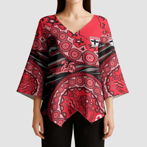 St Kilda Saints NAIDOC Week 2026 Kimono Sleeve Blouse Australian Aboriginal Dot Art Dreamtime Pattern Style