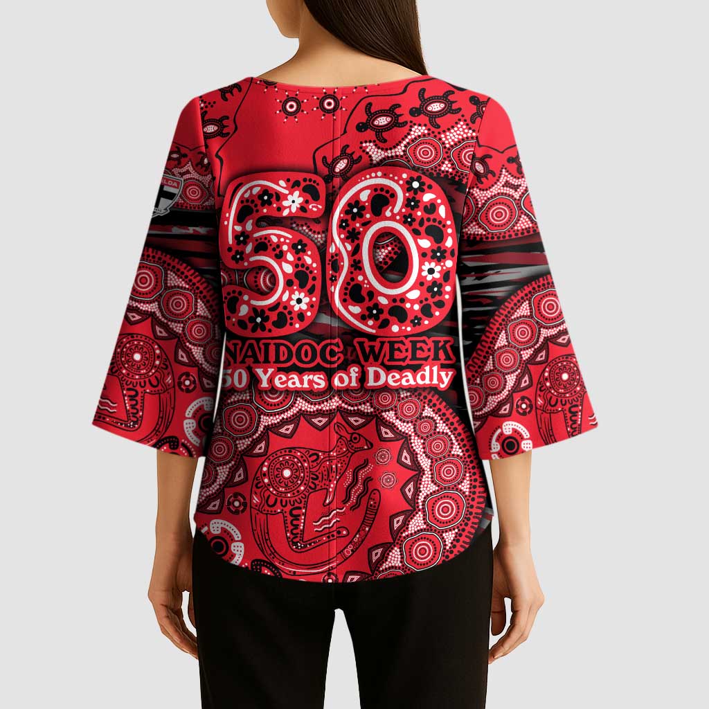 St Kilda Saints NAIDOC Week 2026 Kimono Sleeve Blouse Australian Aboriginal Dot Art Dreamtime Pattern Style