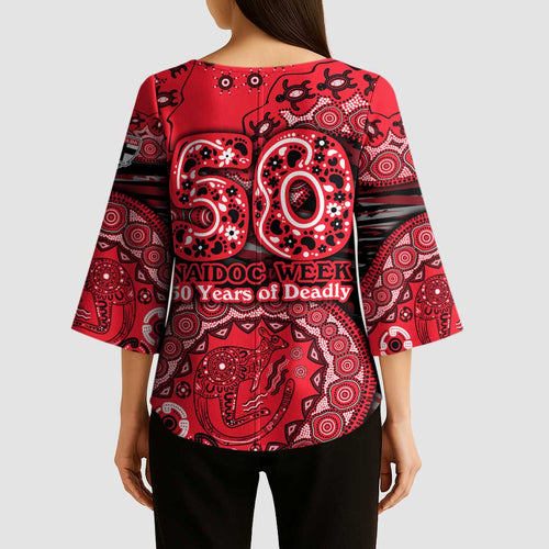St Kilda Saints NAIDOC Week 2026 Kimono Sleeve Blouse Australian Aboriginal Dot Art Dreamtime Pattern Style
