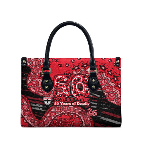 St Kilda Saints NAIDOC Week 2026 Leather Bag Australian Aboriginal Dot Art Dreamtime Pattern Style