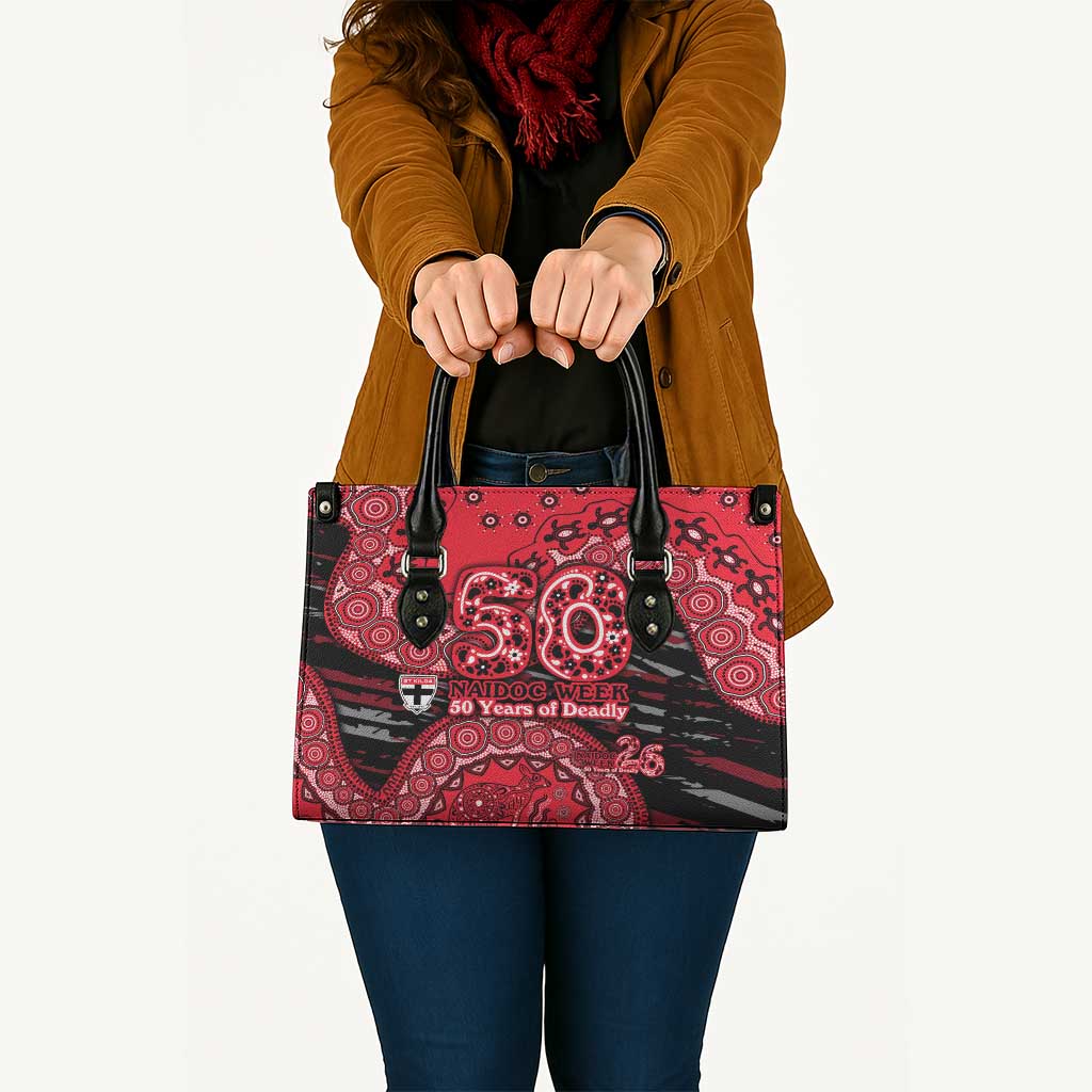 St Kilda Saints NAIDOC Week 2026 Leather Bag Australian Aboriginal Dot Art Dreamtime Pattern Style