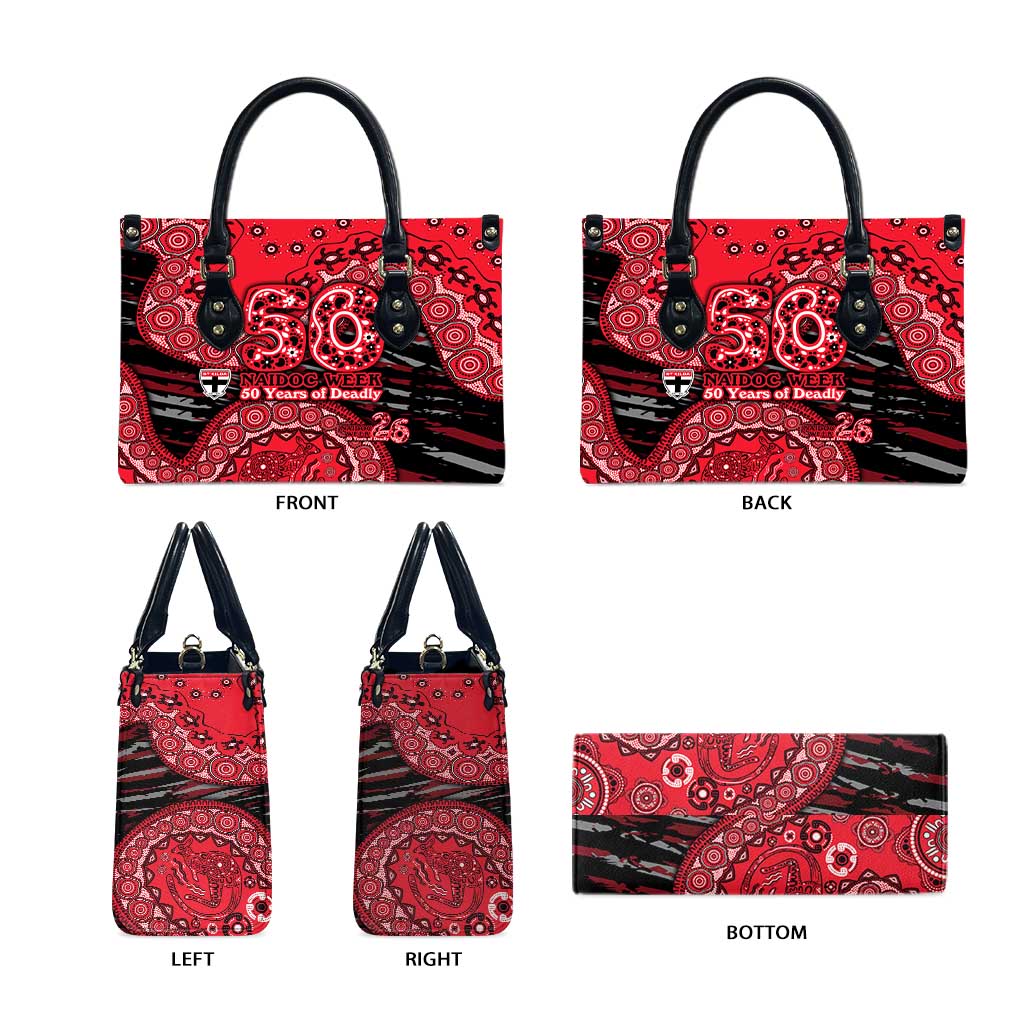 St Kilda Saints NAIDOC Week 2026 Leather Bag Australian Aboriginal Dot Art Dreamtime Pattern Style