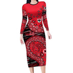 St Kilda Saints NAIDOC Week 2026 Long Sleeve Bodycon Dress Australian Aboriginal Dot Art Dreamtime Pattern Style
