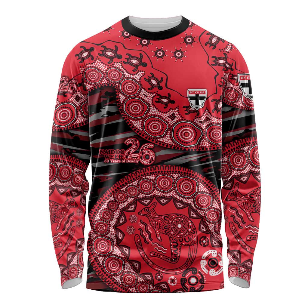 St Kilda Saints NAIDOC Week 2026 Long Sleeve Shirt Australian Aboriginal Dot Art Dreamtime Pattern Style
