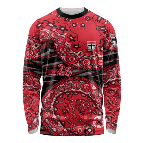 St Kilda Saints NAIDOC Week 2026 Long Sleeve Shirt Australian Aboriginal Dot Art Dreamtime Pattern Style