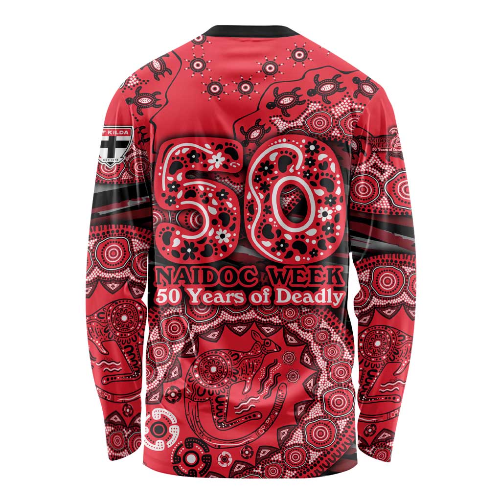 St Kilda Saints NAIDOC Week 2026 Long Sleeve Shirt Australian Aboriginal Dot Art Dreamtime Pattern Style