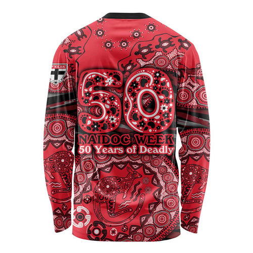 St Kilda Saints NAIDOC Week 2026 Long Sleeve Shirt Australian Aboriginal Dot Art Dreamtime Pattern Style