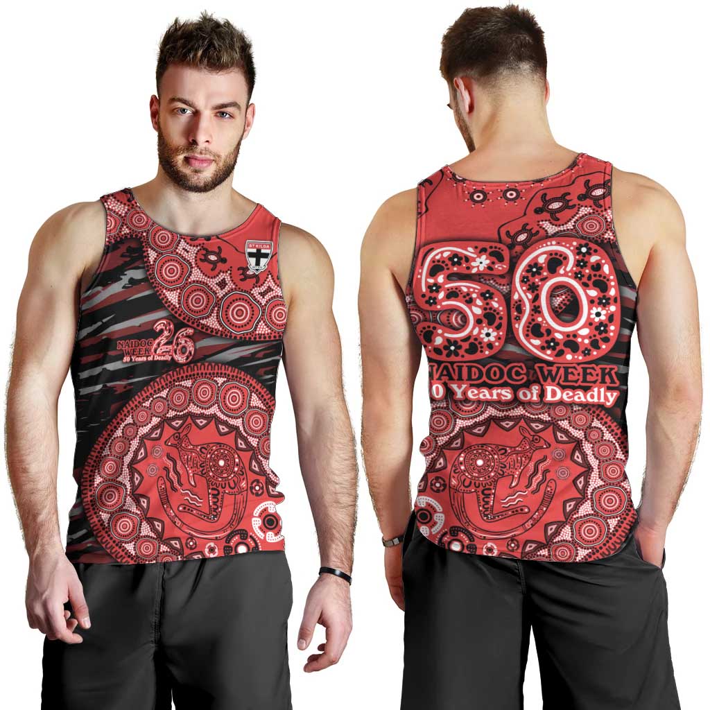 St Kilda Saints NAIDOC Week 2026 Men Tank Top Australian Aboriginal Dot Art Dreamtime Pattern Style