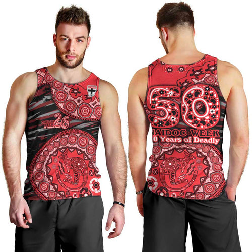 St Kilda Saints NAIDOC Week 2026 Men Tank Top Australian Aboriginal Dot Art Dreamtime Pattern Style