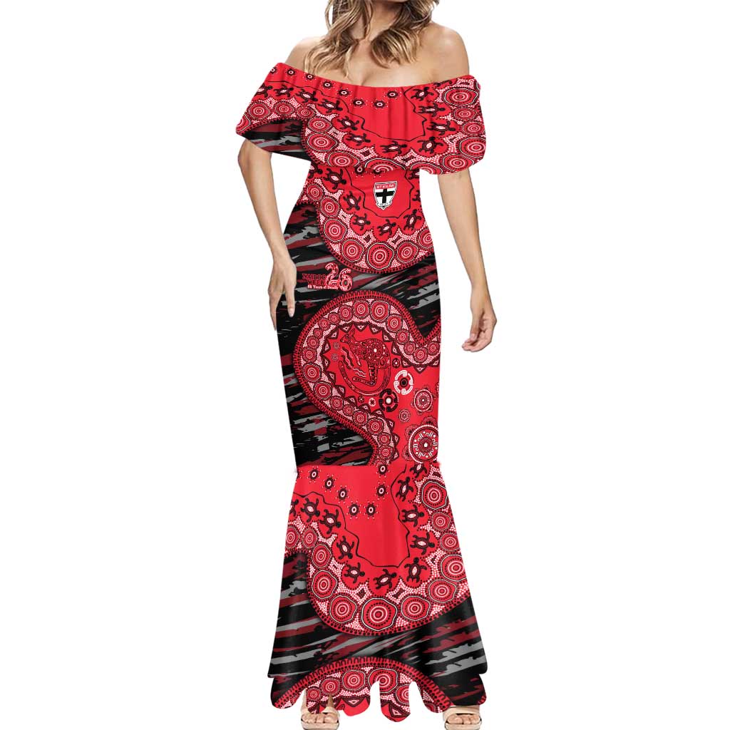 St Kilda Saints NAIDOC Week 2026 Mermaid Dress Australian Aboriginal Dot Art Dreamtime Pattern Style