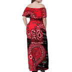St Kilda Saints NAIDOC Week 2026 Off Shoulder Maxi Dress Australian Aboriginal Dot Art Dreamtime Pattern Style