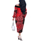 St Kilda Saints NAIDOC Week 2026 Off The Shoulder Long Sleeve Dress Australian Aboriginal Dot Art Dreamtime Pattern Style