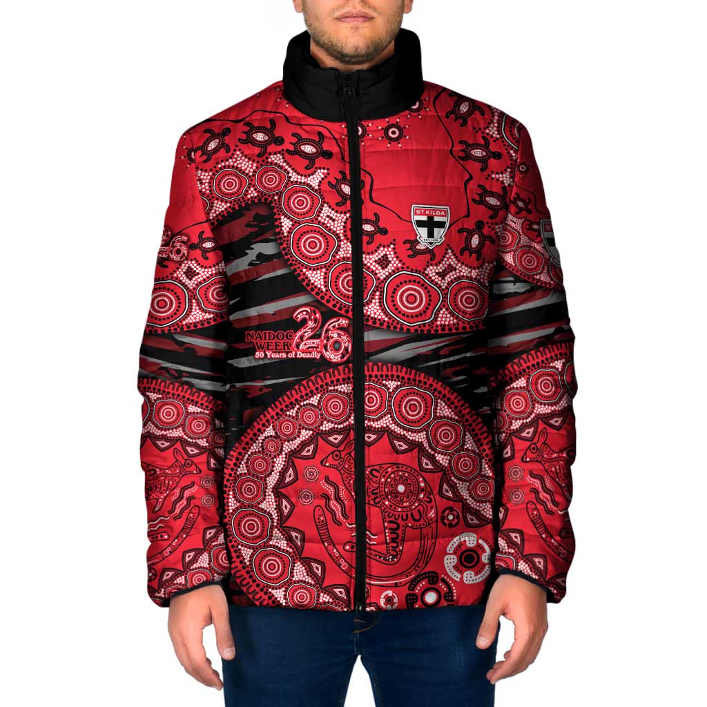 St Kilda Saints NAIDOC Week 2026 Padded Jacket Australian Aboriginal Dot Art Dreamtime Pattern Style