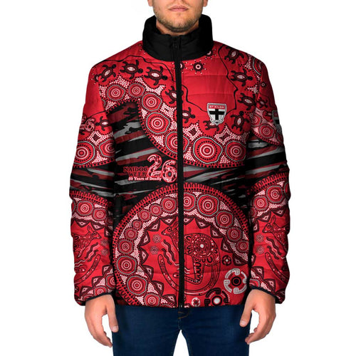 St Kilda Saints NAIDOC Week 2026 Padded Jacket Australian Aboriginal Dot Art Dreamtime Pattern Style