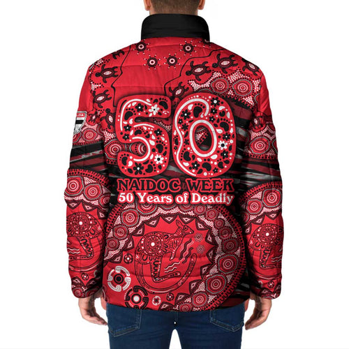 St Kilda Saints NAIDOC Week 2026 Padded Jacket Australian Aboriginal Dot Art Dreamtime Pattern Style