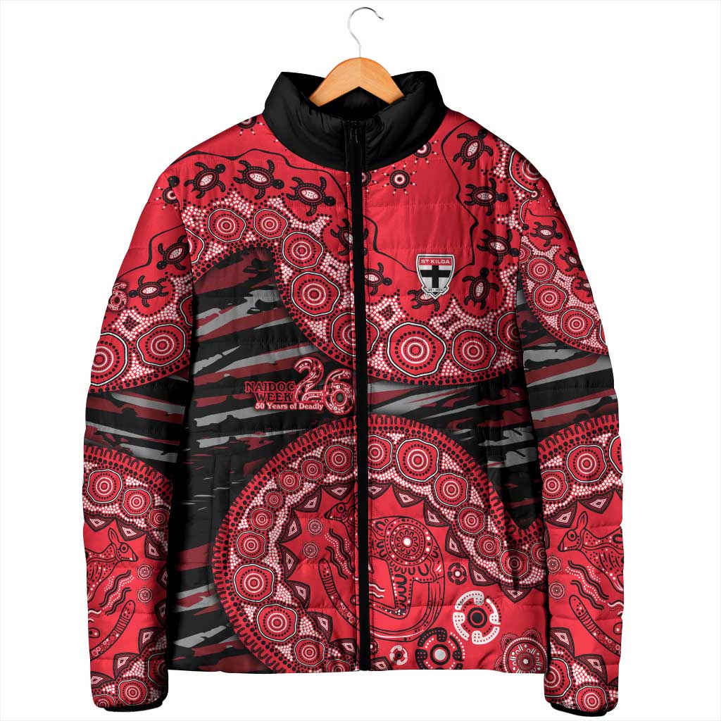 St Kilda Saints NAIDOC Week 2026 Padded Jacket Australian Aboriginal Dot Art Dreamtime Pattern Style