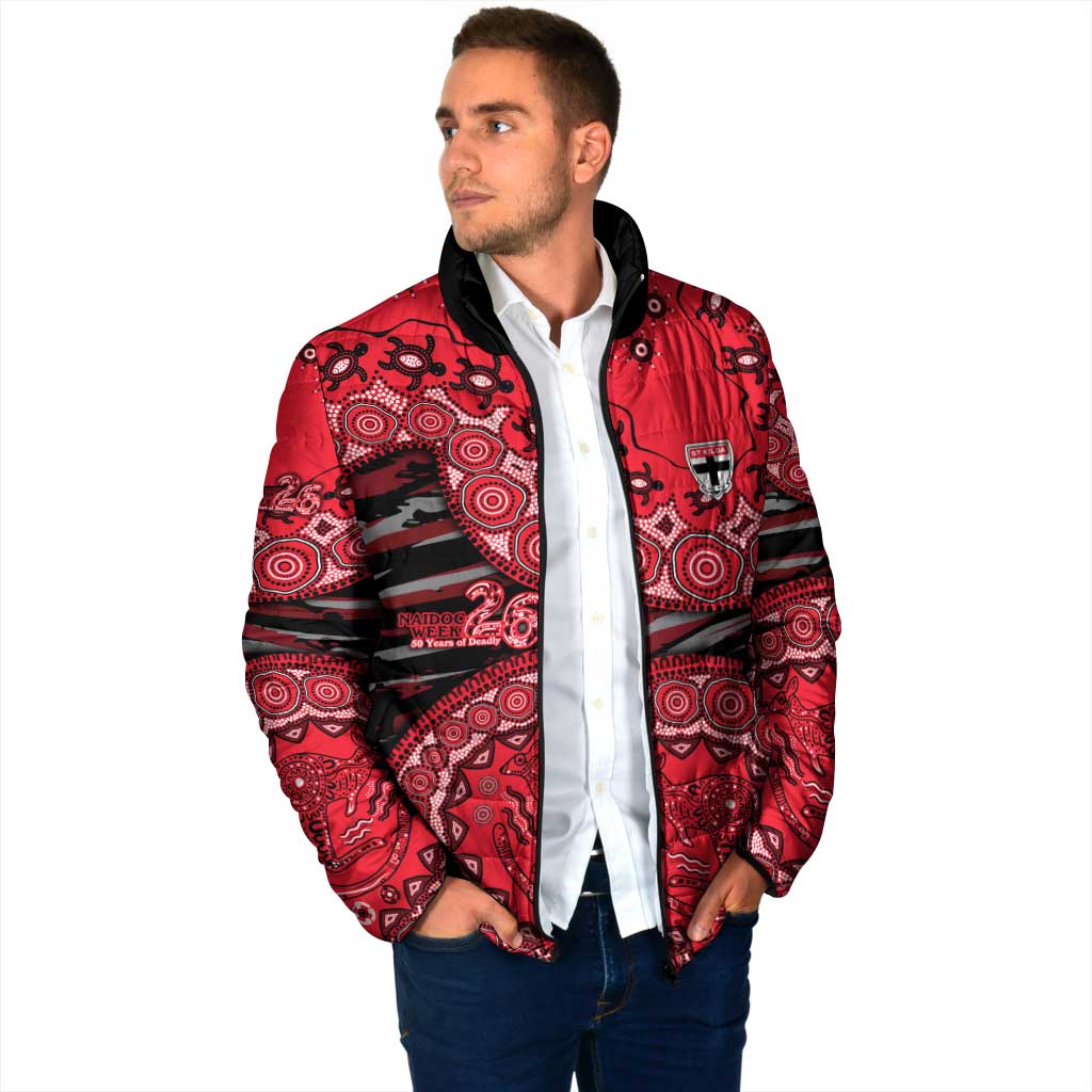 St Kilda Saints NAIDOC Week 2026 Padded Jacket Australian Aboriginal Dot Art Dreamtime Pattern Style