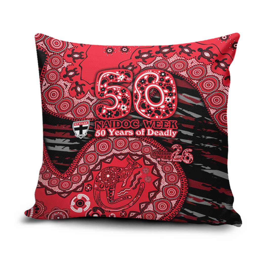 St Kilda Saints NAIDOC Week 2026 Pillow Cover Australian Aboriginal Dot Art Dreamtime Pattern Style
