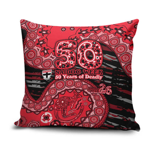 St Kilda Saints NAIDOC Week 2026 Pillow Cover Australian Aboriginal Dot Art Dreamtime Pattern Style
