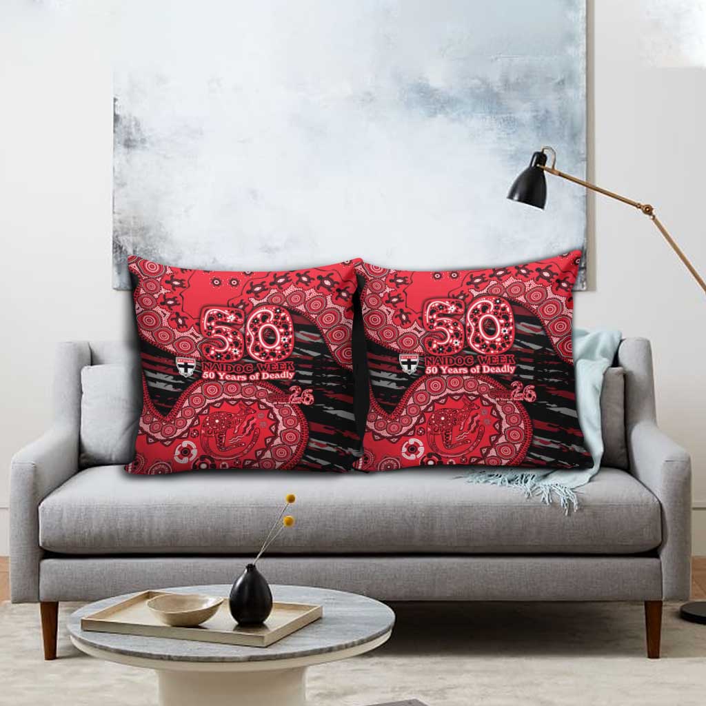 St Kilda Saints NAIDOC Week 2026 Pillow Cover Australian Aboriginal Dot Art Dreamtime Pattern Style