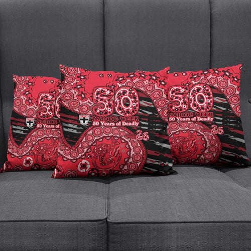 St Kilda Saints NAIDOC Week 2026 Pillow Cover Australian Aboriginal Dot Art Dreamtime Pattern Style