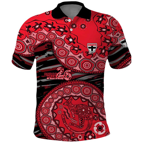 St Kilda Saints NAIDOC Week 2026 Polo Shirt Australian Aboriginal Dot Art Dreamtime Pattern Style