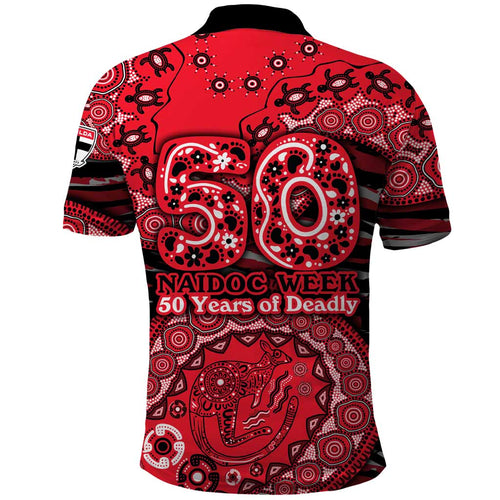 St Kilda Saints NAIDOC Week 2026 Polo Shirt Australian Aboriginal Dot Art Dreamtime Pattern Style
