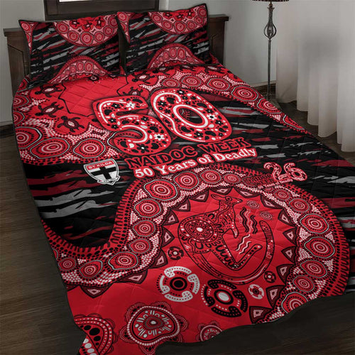 St Kilda Saints NAIDOC Week 2026 Quilt Bed Set Australian Aboriginal Dot Art Dreamtime Pattern Style