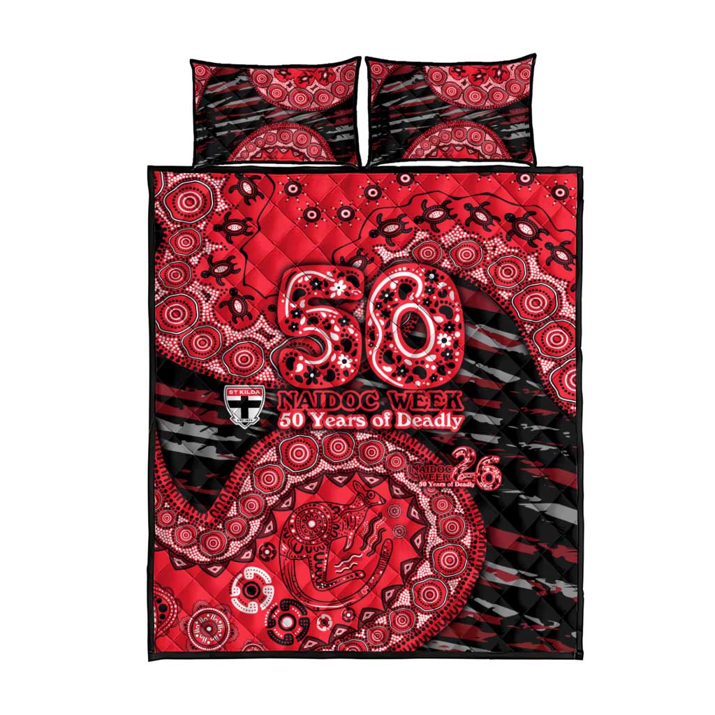 St Kilda Saints NAIDOC Week 2026 Quilt Bed Set Australian Aboriginal Dot Art Dreamtime Pattern Style