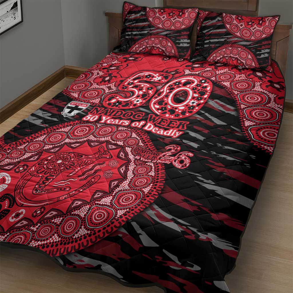 St Kilda Saints NAIDOC Week 2026 Quilt Bed Set Australian Aboriginal Dot Art Dreamtime Pattern Style