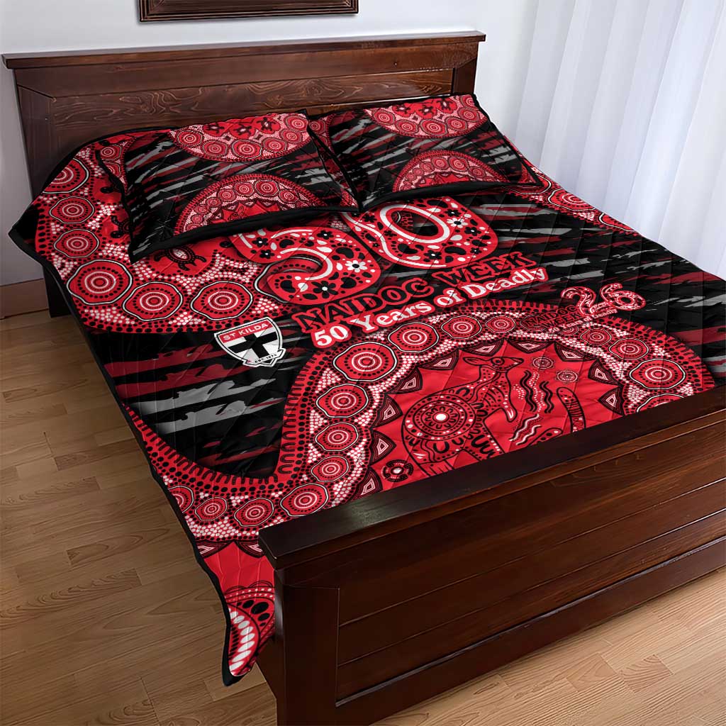St Kilda Saints NAIDOC Week 2026 Quilt Bed Set Australian Aboriginal Dot Art Dreamtime Pattern Style