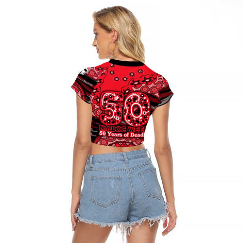 St Kilda Saints NAIDOC Week 2026 Raglan Cropped T Shirt Australian Aboriginal Dot Art Dreamtime Pattern Style