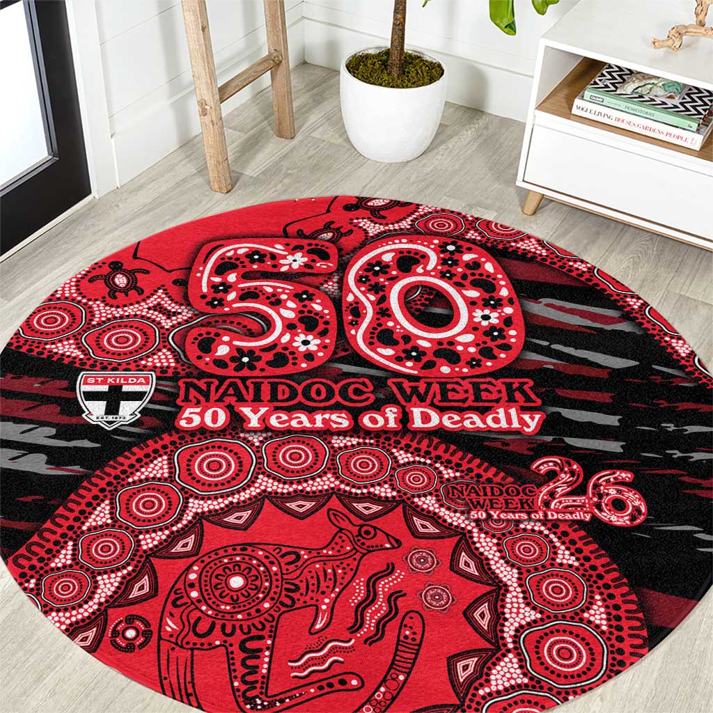 St Kilda Saints NAIDOC Week 2026 Round Carpet Australian Aboriginal Dot Art Dreamtime Pattern Style